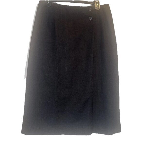 VTG Talbots Women’s Gray Wool Knee Length Pencil Lined Slit Skirt Sz 12 Petite - Picture 1 of 9